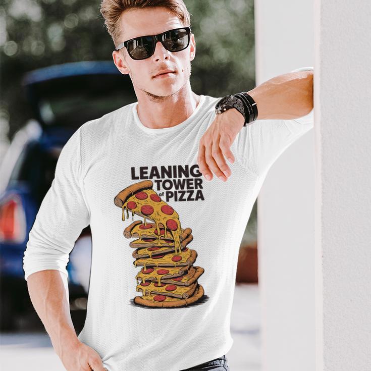 ピザ愛好家のためのピザの斜塔 長袖Tシャツ 彼への贈り物