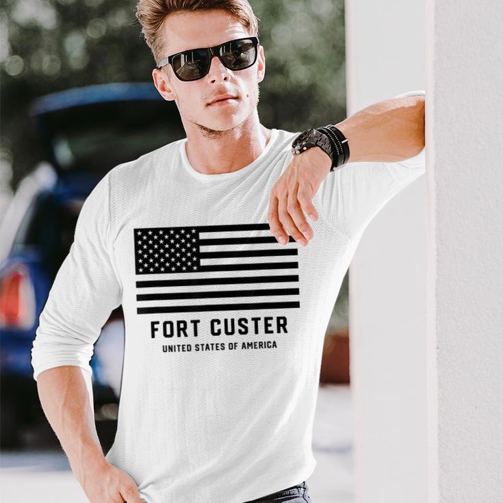 フォートカスター ミシガン州 アメリカ軍 アメリカ国旗 軍隊 長袖Tシャツ 彼への贈り物