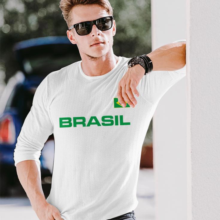 ブラジル ブラジル フラッグ アスレチック ジャージスタイル 長袖Tシャツ 彼への贈り物