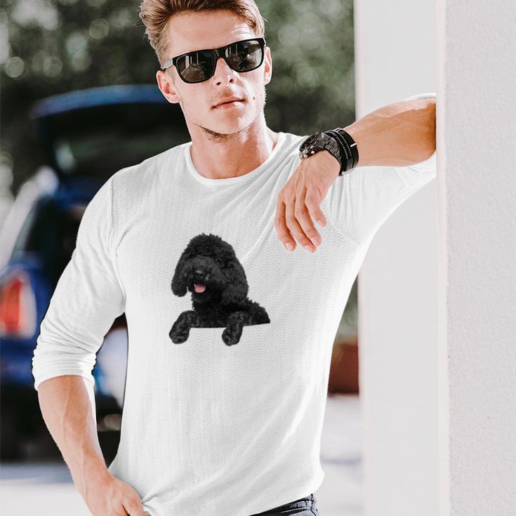 ブラックラブラドゥードル ポケット入り ラブラドゥードル犬愛好家 長袖tシャツ 長袖Tシャツ 彼への贈り物