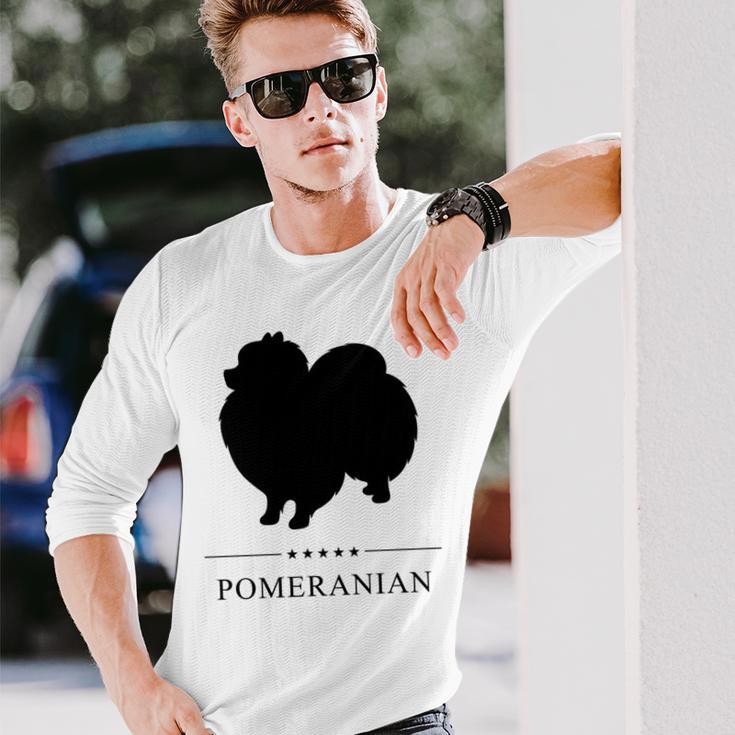 ポメラニアンブラックシルエット 長袖tシャツ 長袖Tシャツ 彼への贈り物