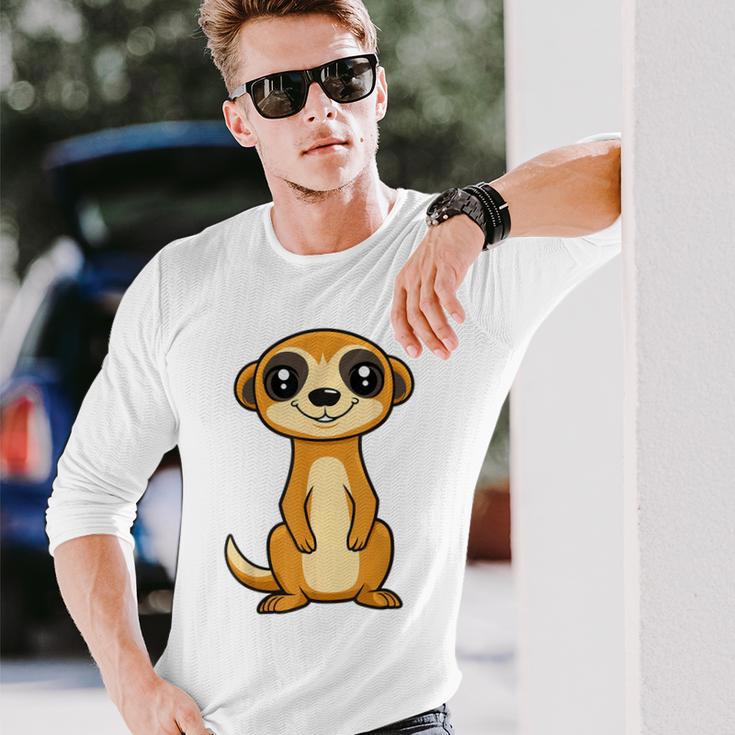 ミニマリストのミーアキャット 動物 シンプルでかわいいミーアキャット 長袖Tシャツ 彼への贈り物