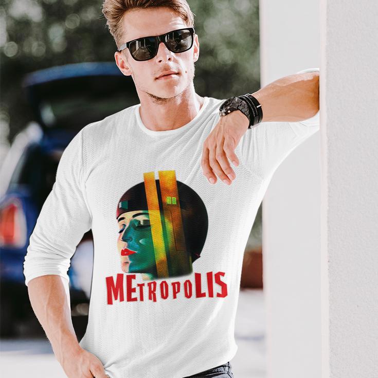 メトロポリス レトロムービーポスターデザインf 長袖Tシャツ 彼への贈り物