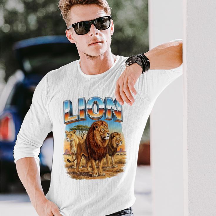 ライオン ヴィンテージ 70年代 90年代 レトロ ライオン アフリカ 動物好き 長袖Tシャツ 彼への贈り物