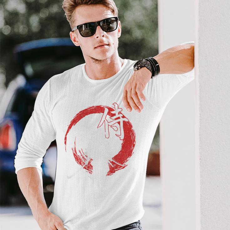 レトロな武士道 武士 日本のサムライデザイン 長袖Tシャツ 彼への贈り物
