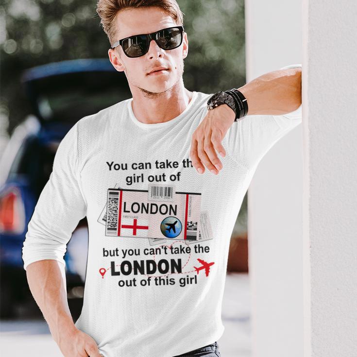 ロンドンガール ロンドン搭乗券 ロンドン 長袖Tシャツ 彼への贈り物