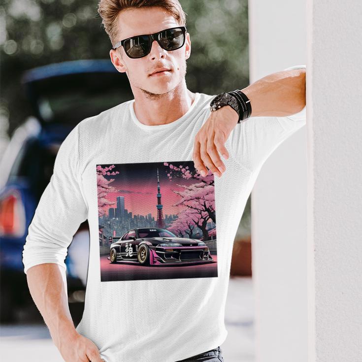 ヴィンテージ Jdm 日本伝説 ドリフト レースカー 東京 背面 長袖Tシャツ 彼への贈り物