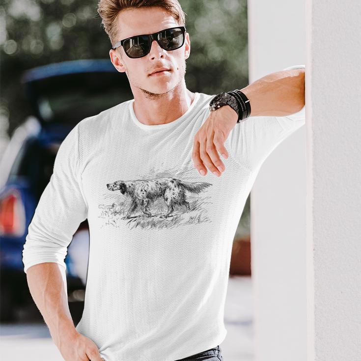 ヴィンテージイングリッシュセッター 長袖Tシャツ 彼への贈り物
