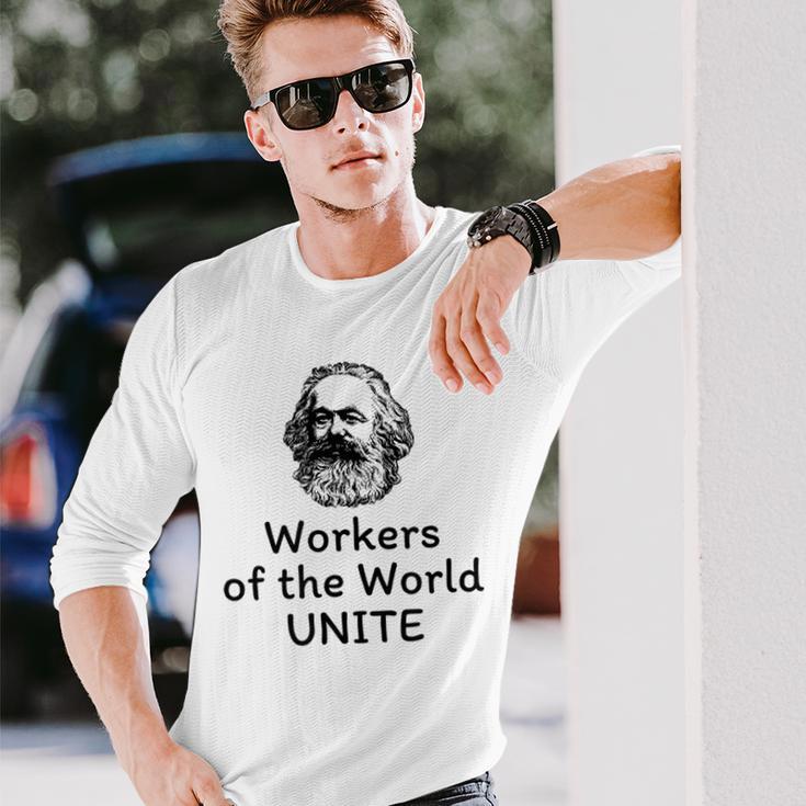 世界労働者たち団結 共産主義マニフェスト カール・マルクス 長袖Tシャツ 彼への贈り物