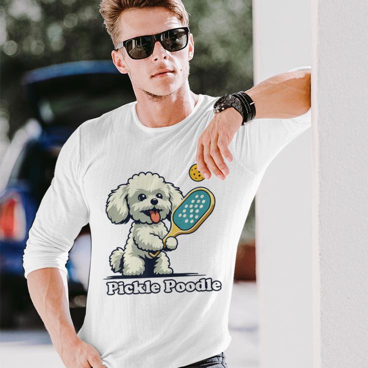 犬 遊び ピックルボール マルチーズ プードル 面白い ピクルスプードル 長袖Tシャツ 彼への贈り物