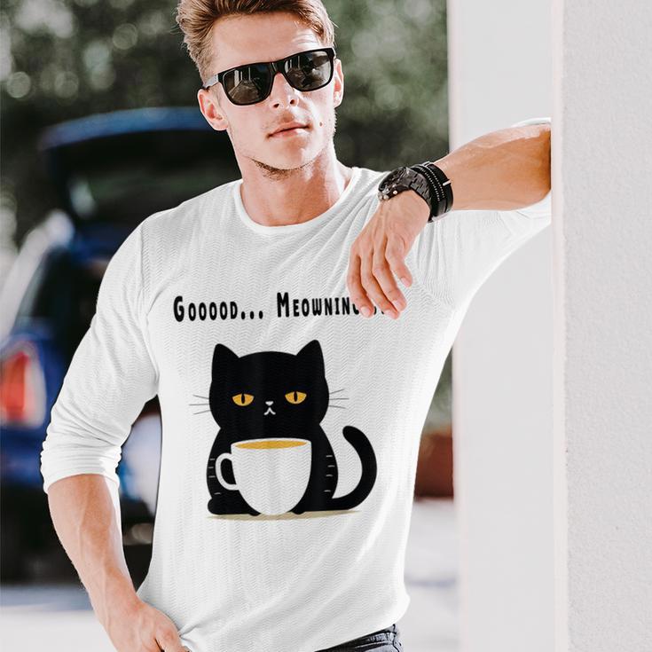 疲れた黒猫 – 月曜日の気分そのまま 長袖Tシャツ 彼への贈り物