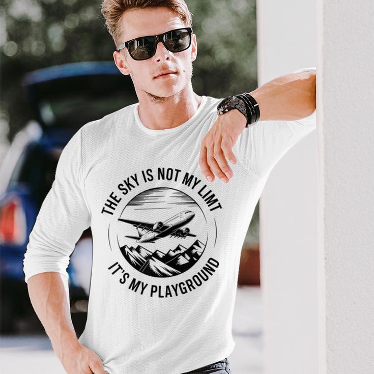 空は私の限界ではない 飛行機デザイン 長袖Tシャツ 彼への贈り物