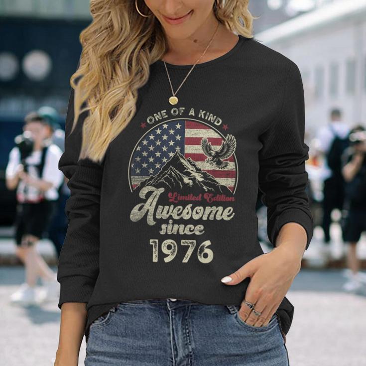 1976 愛国的なイーグル、50歳の誕生日、アメリカ国旗 愛国的 長袖Tシャツ 彼女への贈り物