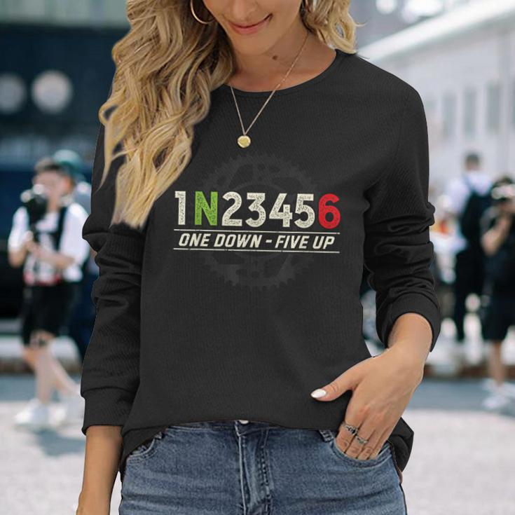 1N23456 オートバイギアシフトパターン バイカーモーターサイクリスト用 長袖Tシャツ 彼女への贈り物