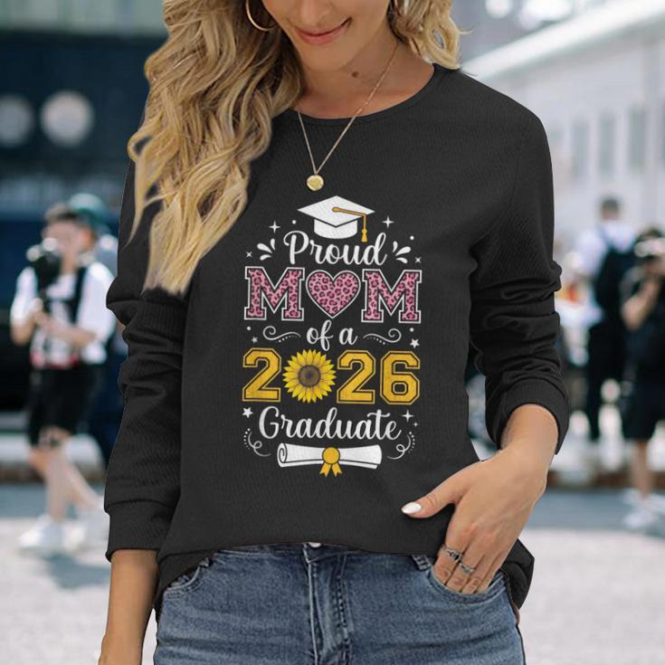 2026年卒業生シニアヒマワリヒョウの心臓の誇り高き母 長袖Tシャツ 彼女への贈り物