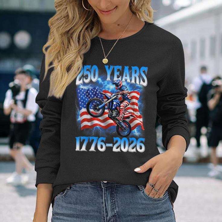 250Th Anniversary Usa Patriotic 250 Years 4Th July Dirt Bike Long Sleeve T-Shirt Gifts for Her