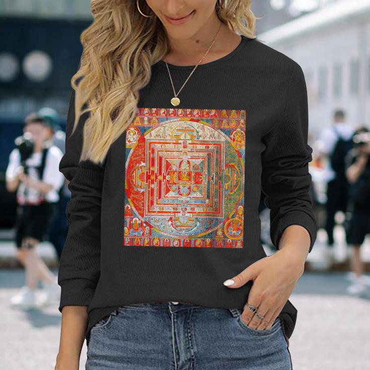 43神曼荼羅 仏教 スピリチュアル タンカ 芸術 仏教 長袖Tシャツ 彼女への贈り物