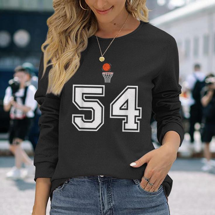 54 番 バスケットボールスタイル ヴィンテージホワイト 長袖Tシャツ 彼女への贈り物