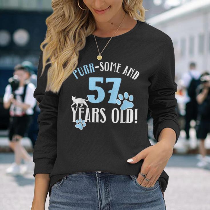 57歳の誕生日 57歳 猫 ママ 猫好き 誕生日 長袖Tシャツ 彼女への贈り物