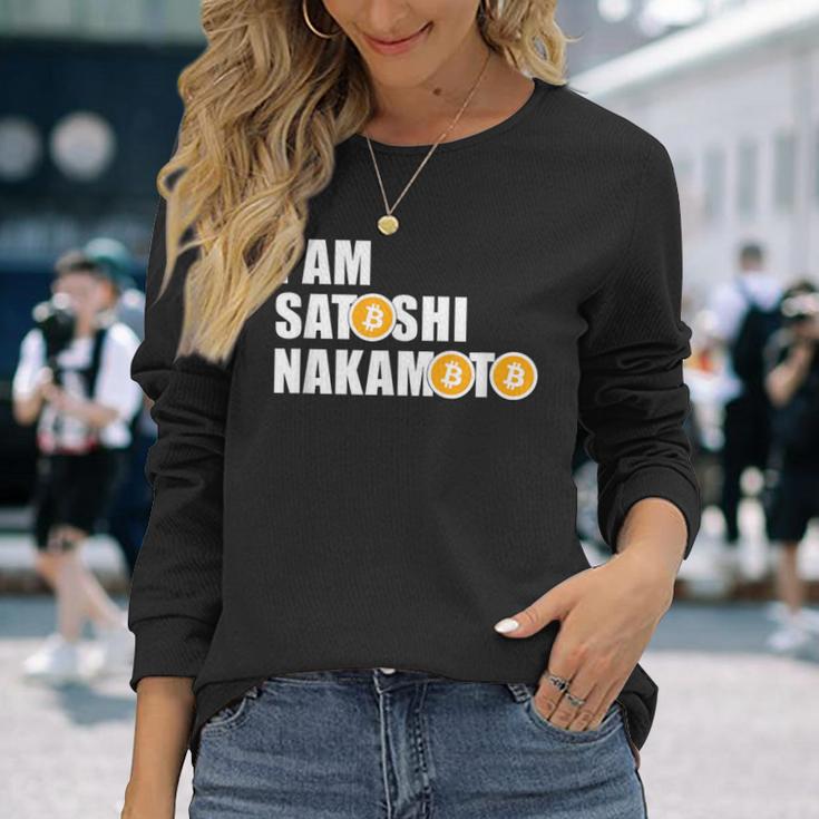 I Amatoshi Nakamoto Bitcoin Creator Meme 長袖Tシャツ 彼女への贈り物