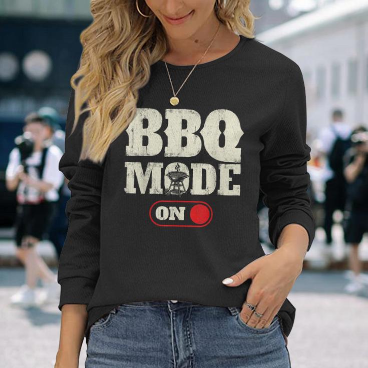 Bbqモードオン バーベキュー愛好家 グリル バーベキュー 長袖Tシャツ 彼女への贈り物