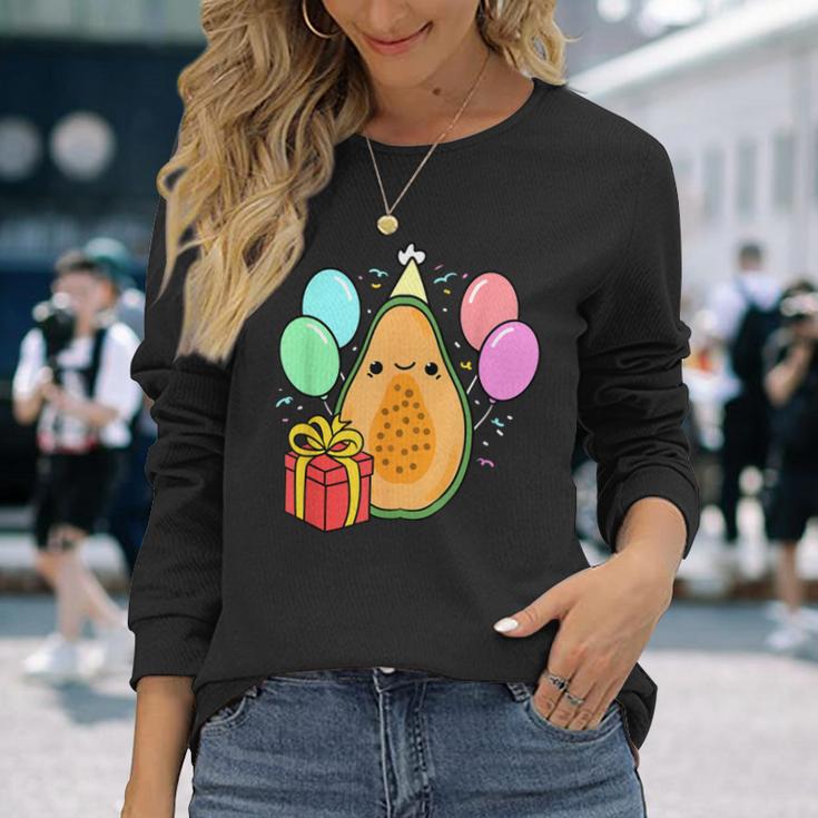 Birthday Papaya For Papaya Loverバースデーパパイヤ・フォー・パパイヤ・ラバー 長袖Tシャツ 彼女への贈り物