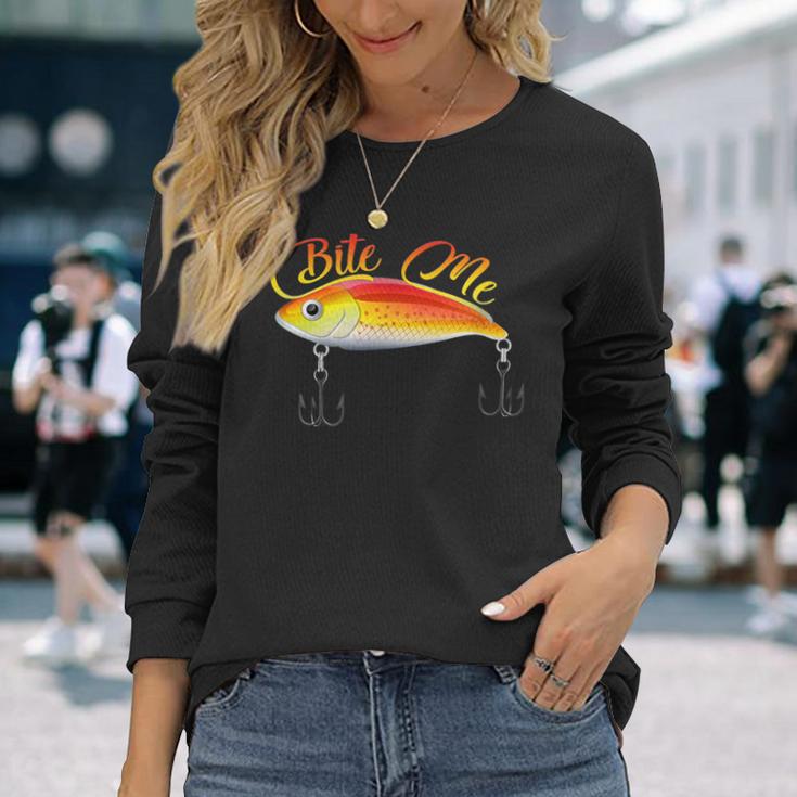Bite Me 釣りルアー シャツ 長袖Tシャツ 彼女への贈り物