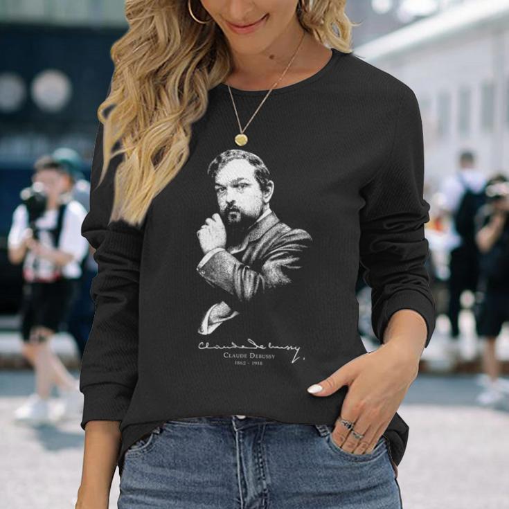Claude Debussy-クロード・ドビュッシー-フランスの作曲家-クラシック音楽 長袖Tシャツ 彼女への贈り物