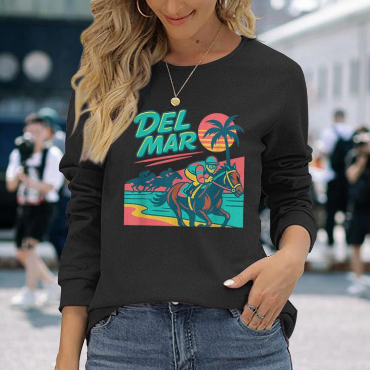 Del Mar 競馬 サラブレッドサンタアニタ競馬選手 長袖Tシャツ 彼女への贈り物