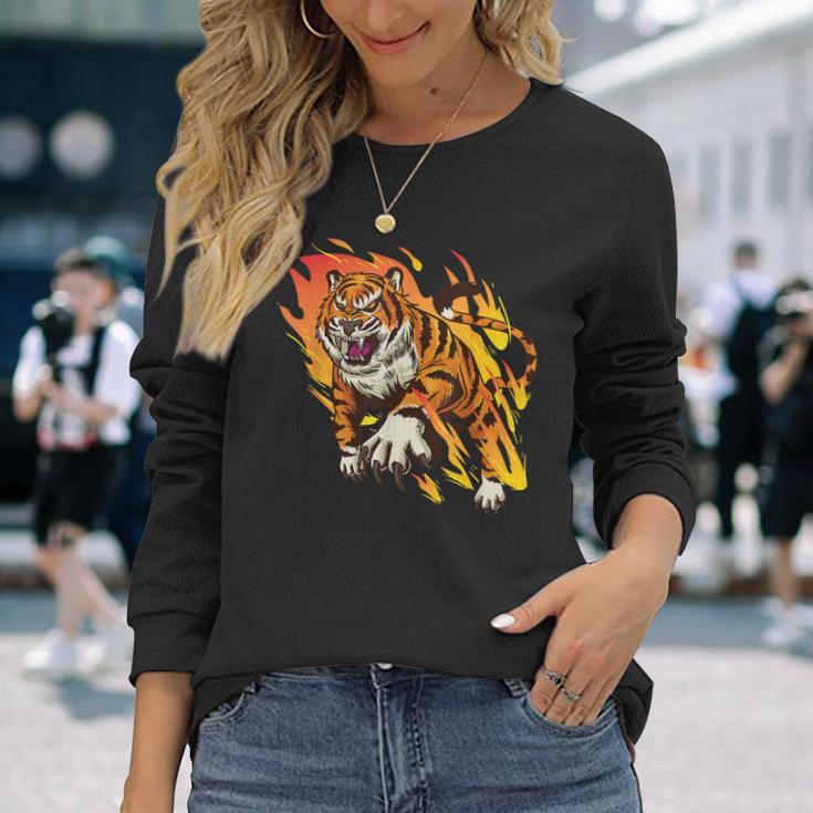 Diseño Con Tigre Para Los Amantes Del Tigre Camiseta de manga larga Regalos para ella