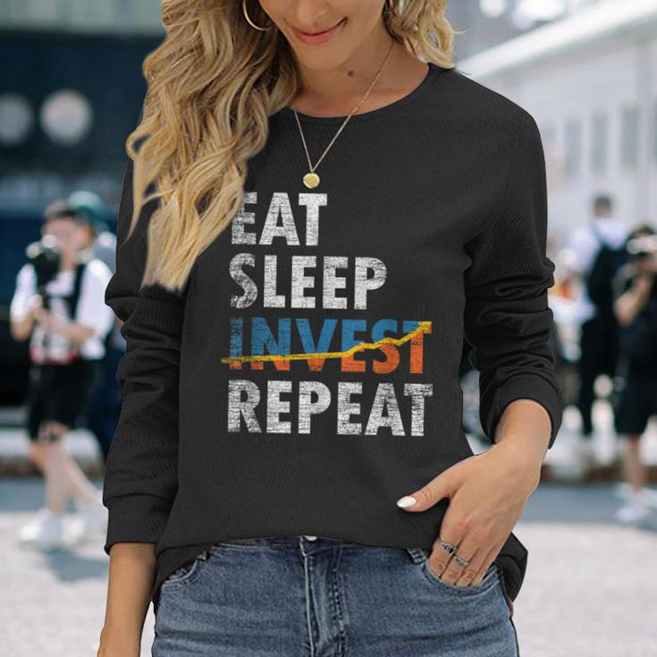 Eatleep Invest Repeat Investment Trading 長袖Tシャツ 彼女への贈り物