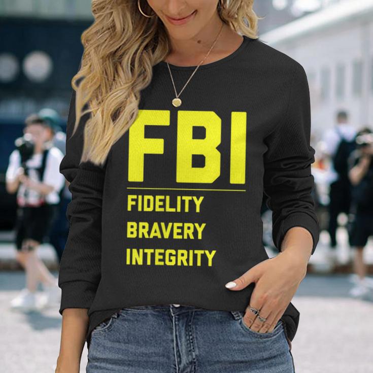 Fbi Motto 「Fidelity Bravery Integrity」 法執行機関 長袖Tシャツ 彼女への贈り物