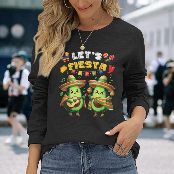 Lets Fiesta 5 De Mayo ポンチョ アボカド メキシカン パーティー メンズ レディース 長袖Tシャツ 彼女への贈り物