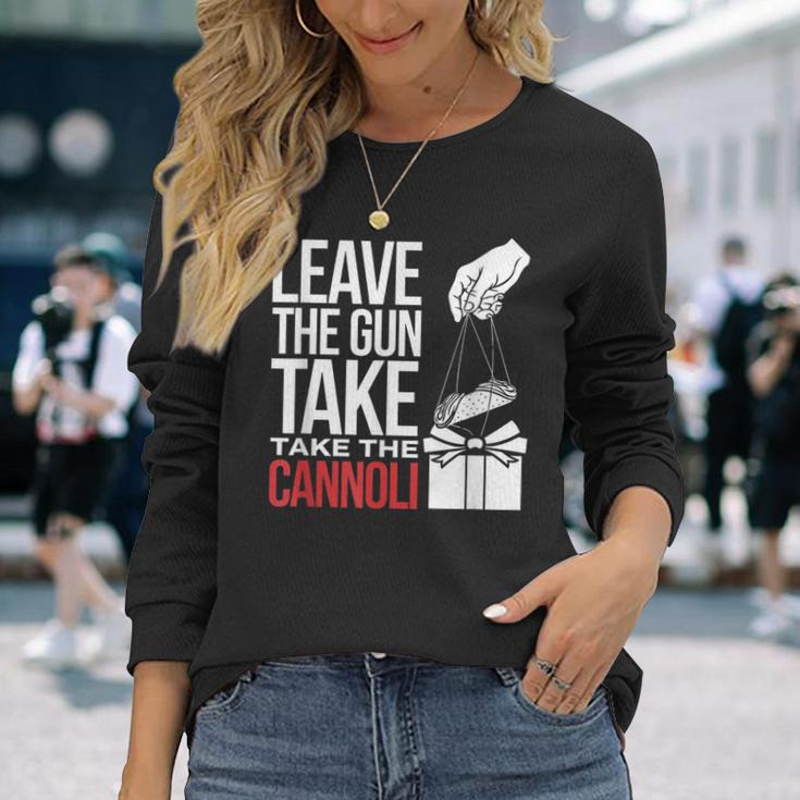 Leave The Gun Take The Cannoli メンズ レディース イタリア国旗 長袖Tシャツ 彼女への贈り物