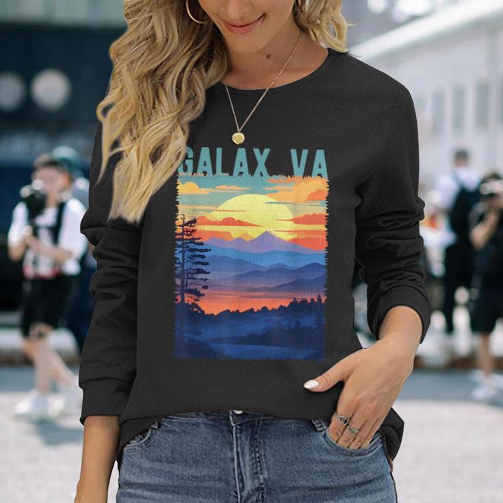Galaxirginia Usa 山景色 サンセットスタイルデザイン 長袖Tシャツ 彼女への贈り物