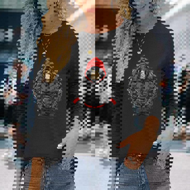 Gorilla Workout Angrytrongcaryilverback Gorilla Gym 長袖Tシャツ 彼女への贈り物