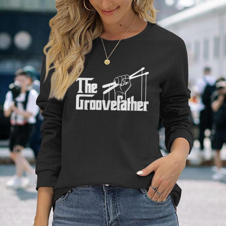 The Groovefatherintage Drumsドラミングバンドドラマー 長袖Tシャツ 彼女への贈り物