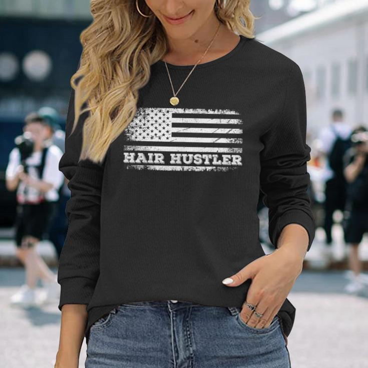 Hair Hustler アメリカ国旗 ヘアスタイリスト バーバー Usa メンズ レディース 長袖Tシャツ 彼女への贈り物