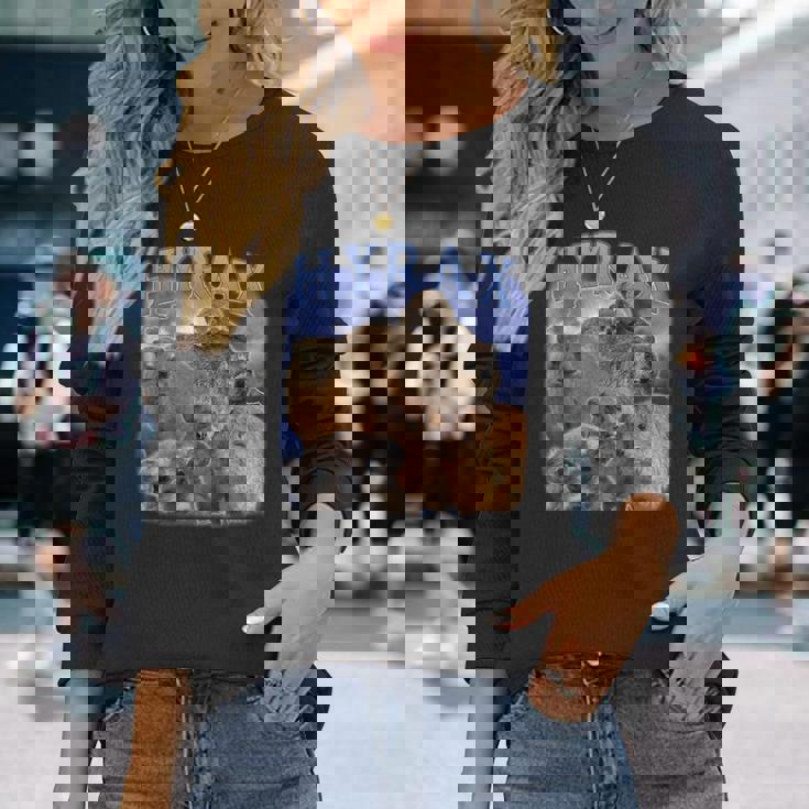 Hyrax Fire Meme Animal Lover ユーモア ロック ハイラックス 長袖Tシャツ 彼女への贈り物