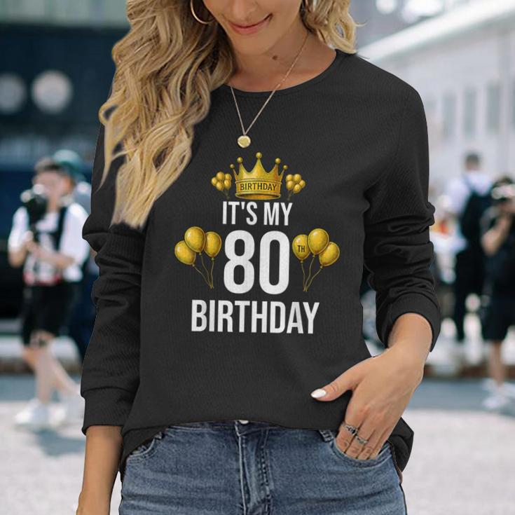 It's My 80Th Birthday Party 80歳 誕生日 メンズ レディース 長袖Tシャツ 彼女への贈り物