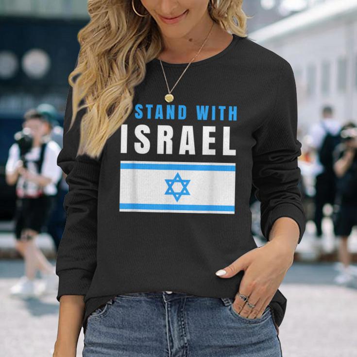 Itand With Israel Jewish イスラエル国旗 ユダヤ人 長袖Tシャツ 彼女への贈り物