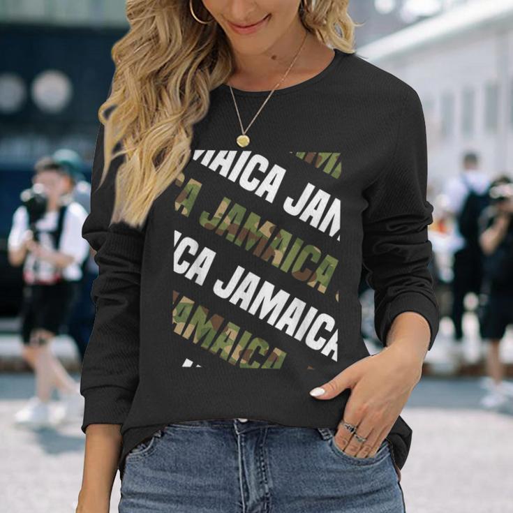 Jamaicaカモ柄グリーンカモフラージュ 長袖Tシャツ 彼女への贈り物