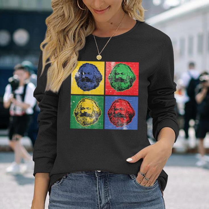Karl Marx ビンテージレトロポップアート 社会主義政治 長袖Tシャツ 彼女への贈り物