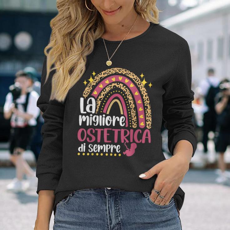 La Migliore Ostetrica Diempre Per Donna Ostetricia Maglietta a maniche lunghe Regalos para ella