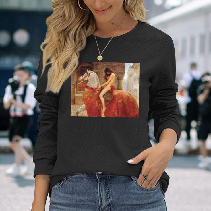 Lady Godiva ヌード ペインティング 長袖Tシャツ 彼女への贈り物