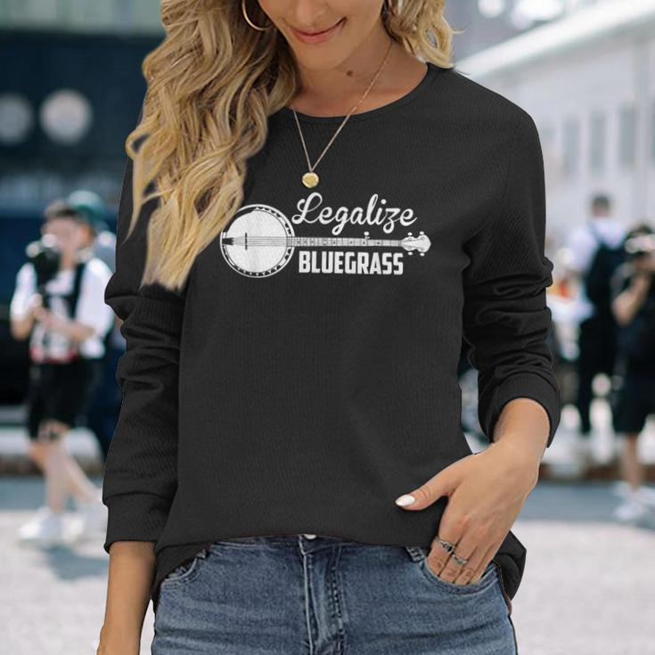 Legalize Bluegrass Banjo ビンテージヒッピーブルーグラス 音楽ファン 長袖Tシャツ 彼女への贈り物