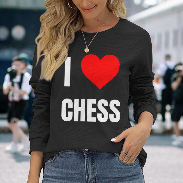 I Love Chess ハートギフト メンズ レディース キッズ アパレル 服 長袖Tシャツ 彼女への贈り物