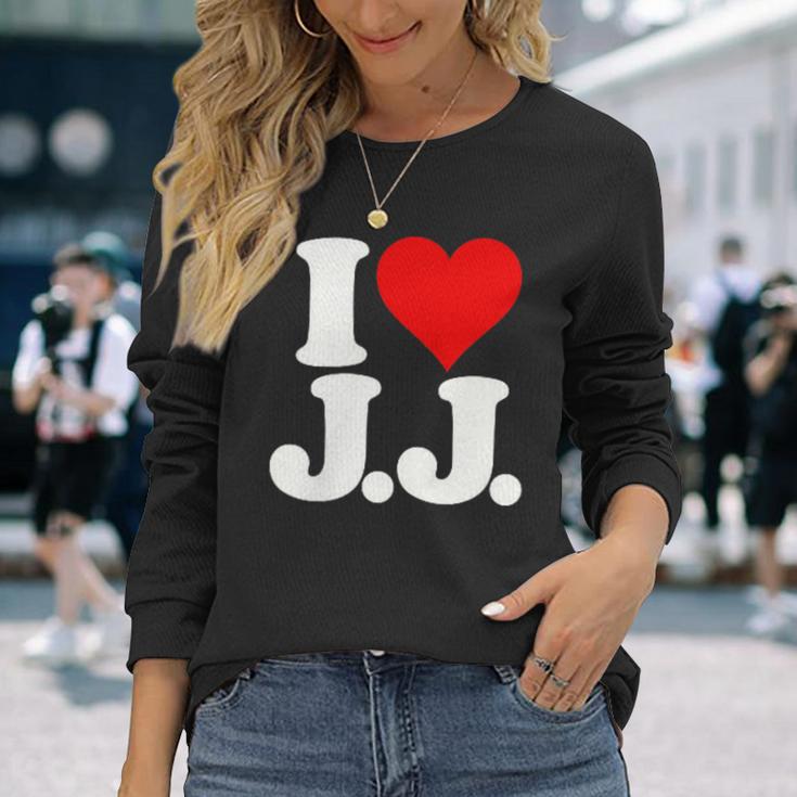 I Love Heart JJ Jj J J イニシャル 長袖Tシャツ 彼女への贈り物
