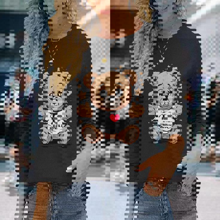 I Love Hiratsuka Teddy Bear 平塚テディベア大好き 長袖Tシャツ 彼女への贈り物