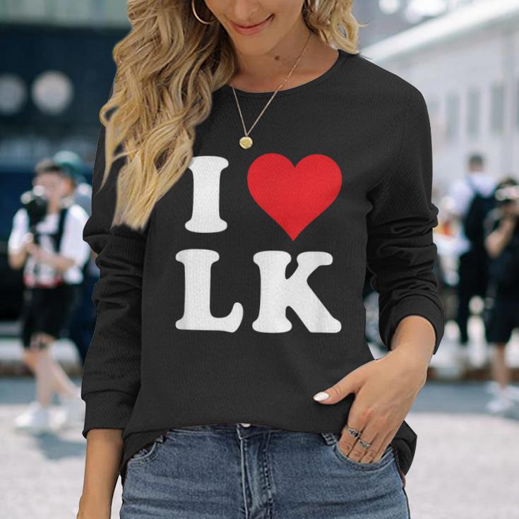 I Love Lk Initials I Heart LK First Last Name L K 長袖Tシャツ 彼女への贈り物